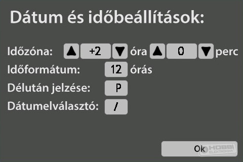 GPS v2 Dátum és időbeállítások