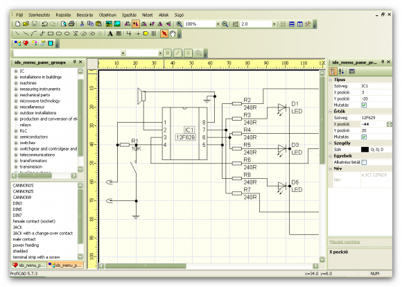 ProfiCAD program tervezés közben