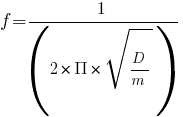 f=1/(2*Pi*sqrt{D/m})