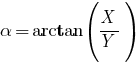 alpha = arctan(X/Y)