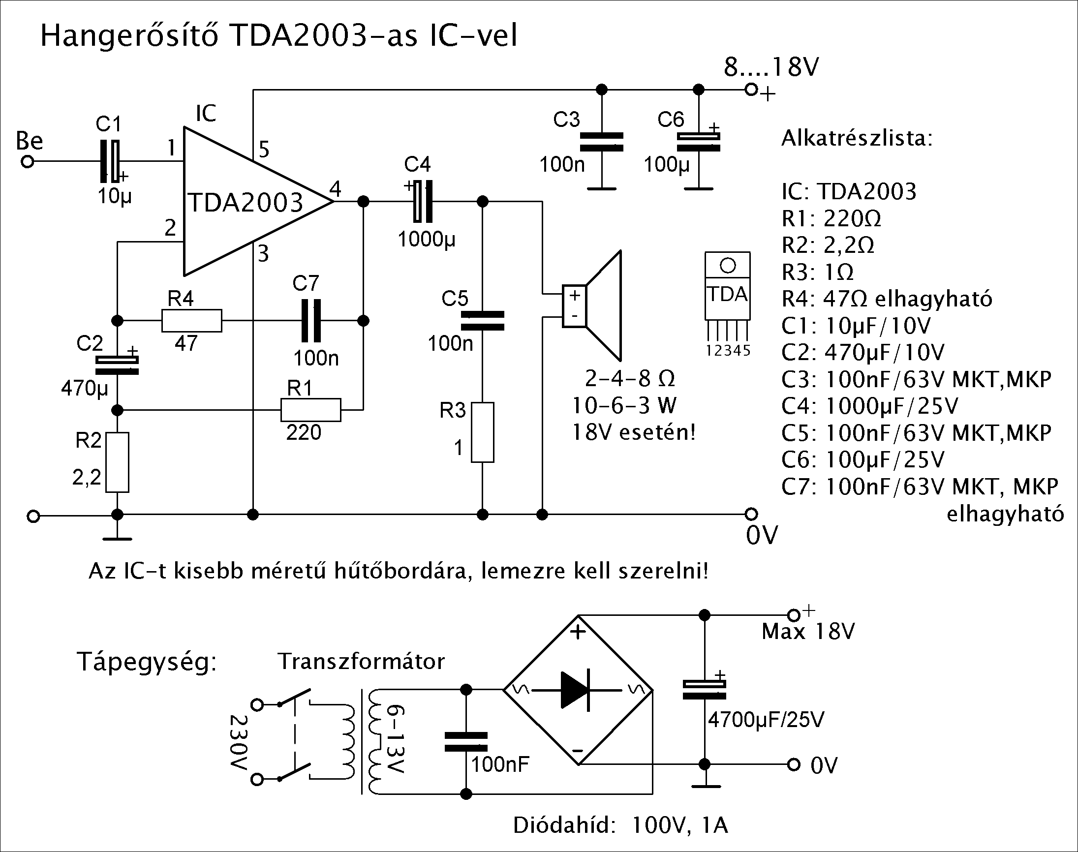 Tda2003 схема усилителя