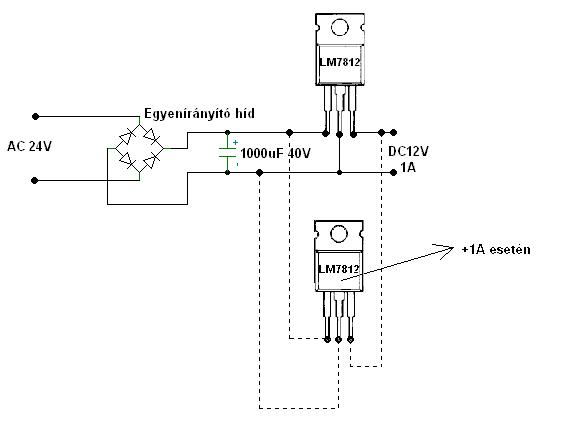 24 Voltról 12 Voltra átalakító Kapcsolási Rajz