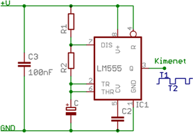 555 Astabil Multivibrátor Nyomtatott áramköri Rajz